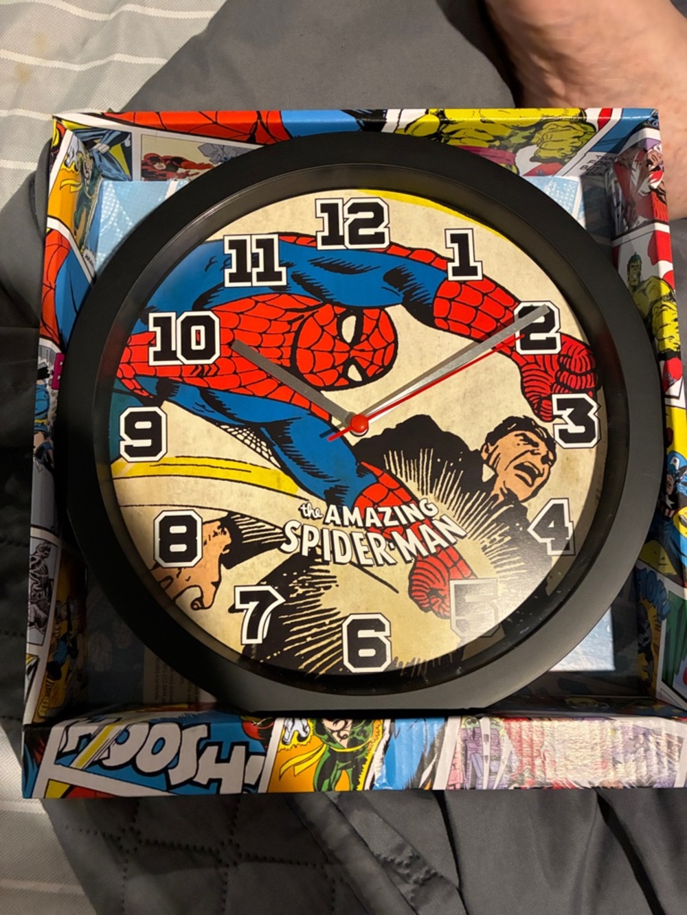 Marvel Spider-Man Red, Blue & Black Comic Wall Clock